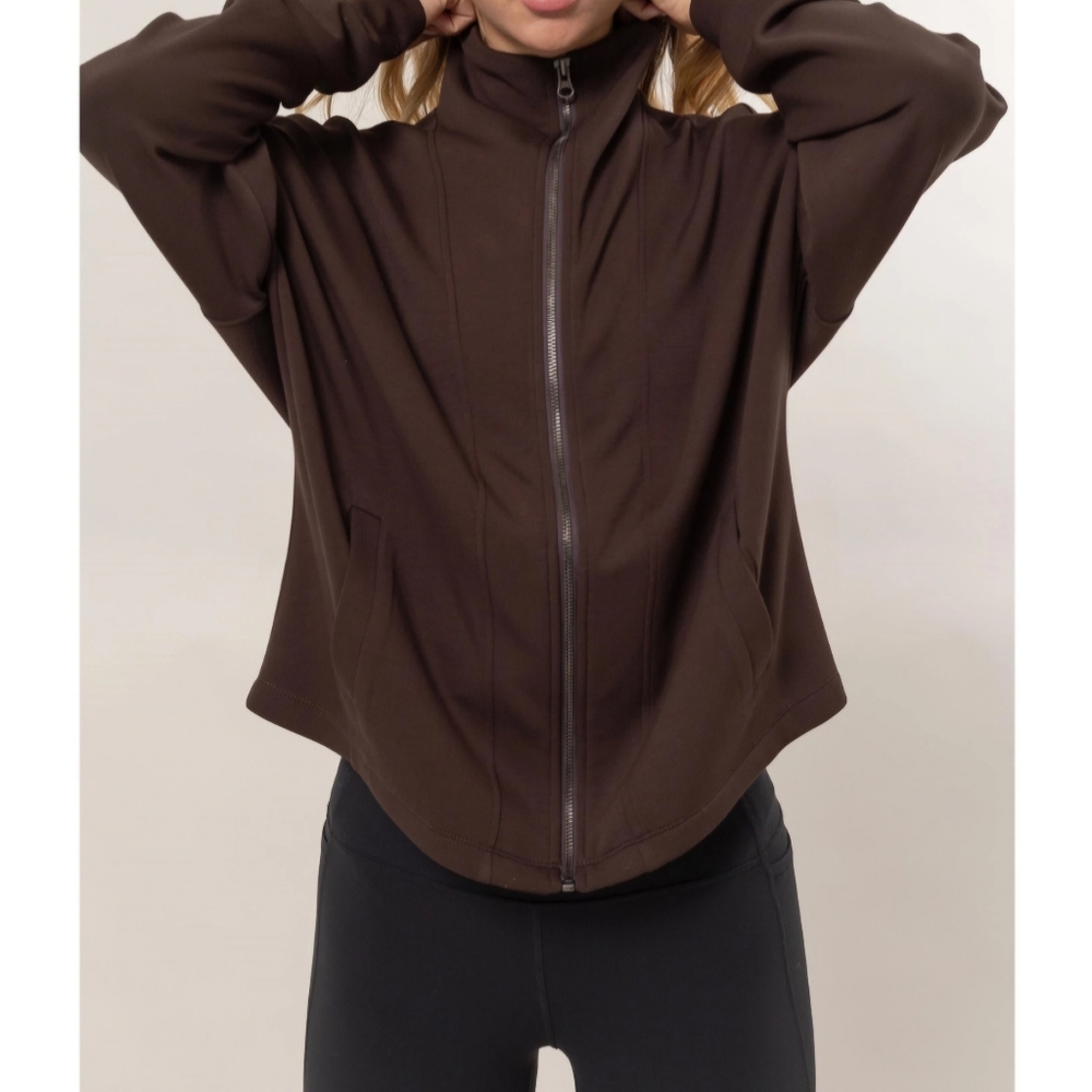 #86923 🛑S SOFT FABULOUS TRENDY CHOCOLATE BROWN ZIP UP JACKET